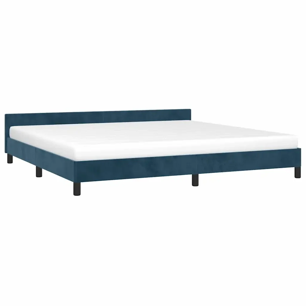 Letto matrimoniale | Letto per adulti | Giroletto senza Materasso Blu Scuro 200x200 cm in Velluto - Image 4