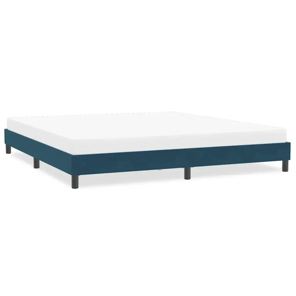 Letto matrimoniale | Letto per adulti | Giroletto senza Materasso Blu Scuro 200x210 cm in Velluto - Image 2