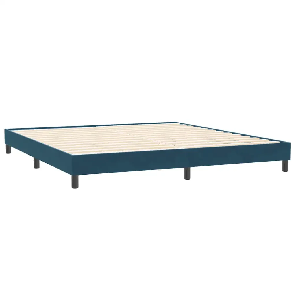 Letto matrimoniale | Letto per adulti | Giroletto senza Materasso Blu Scuro 200x210 cm in Velluto - Image 7