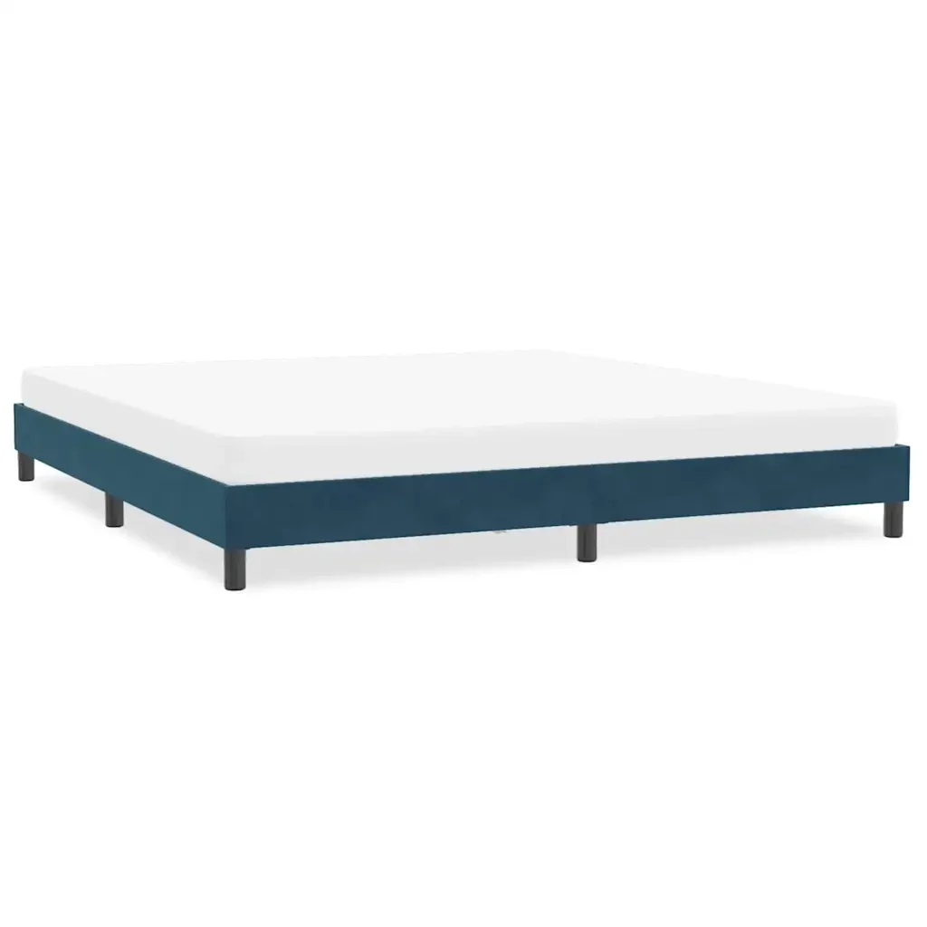 Letto matrimoniale | Letto per adulti | Giroletto senza Materasso Blu Scuro 200x220 cm in Velluto - Image 2