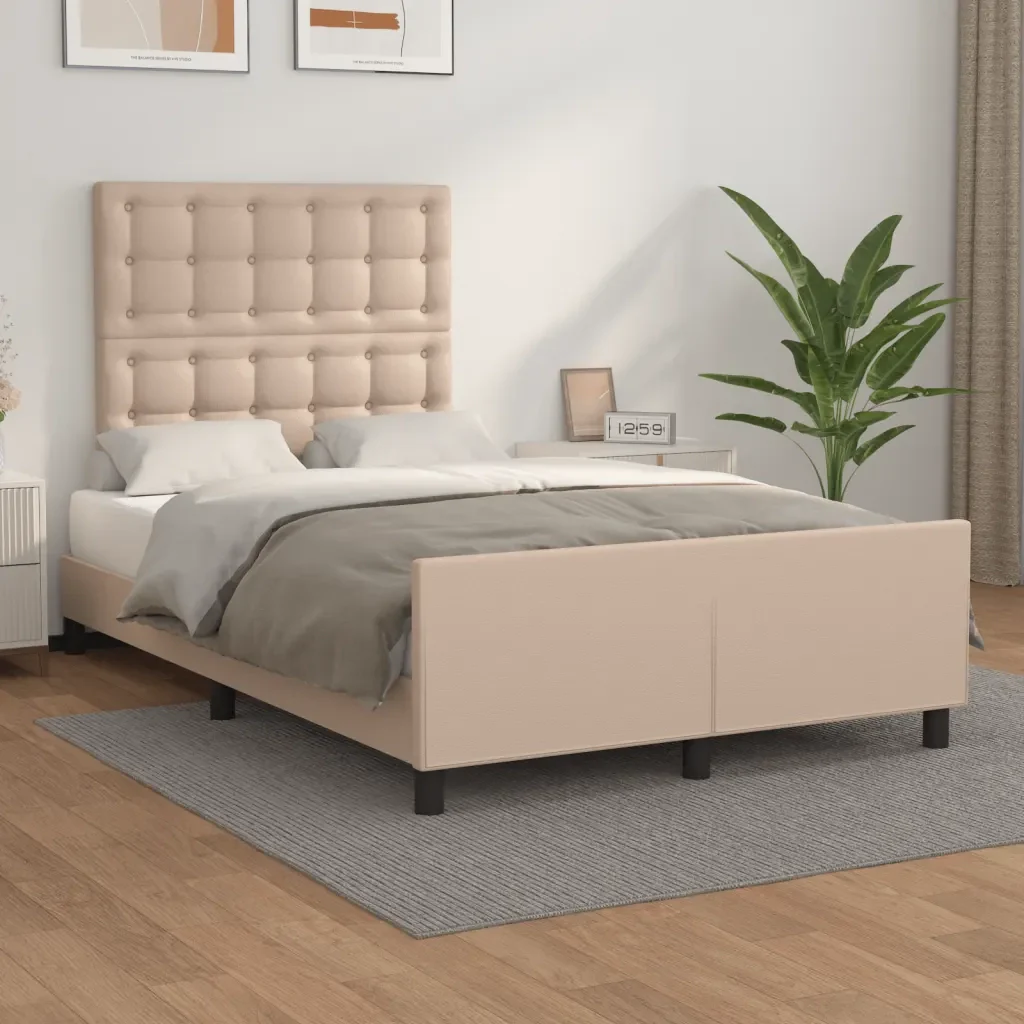 Letto matrimoniale | Letto per adulti | Giroletto senza Materasso Cappuccino 120x190 cm in Similpelle - Image 2