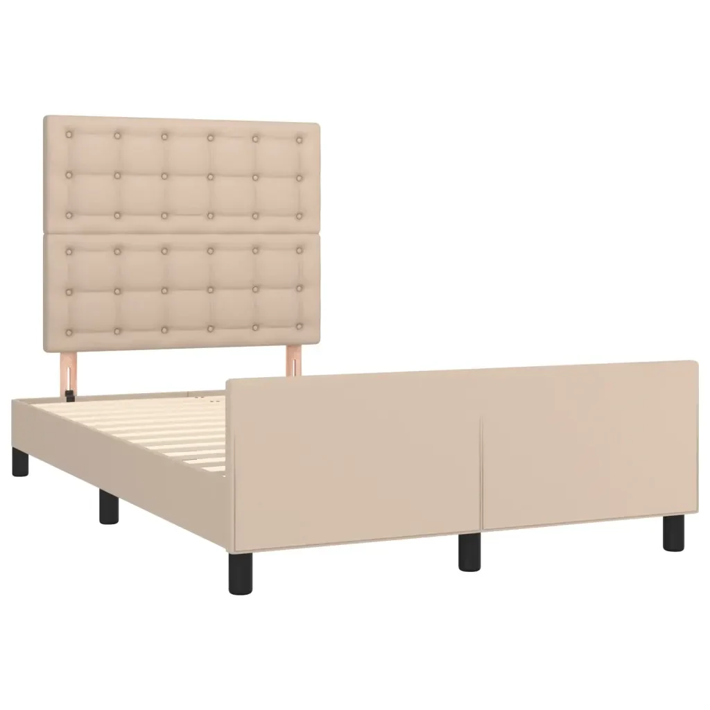 Letto matrimoniale | Letto per adulti | Giroletto senza Materasso Cappuccino 120x190 cm in Similpelle - Image 4