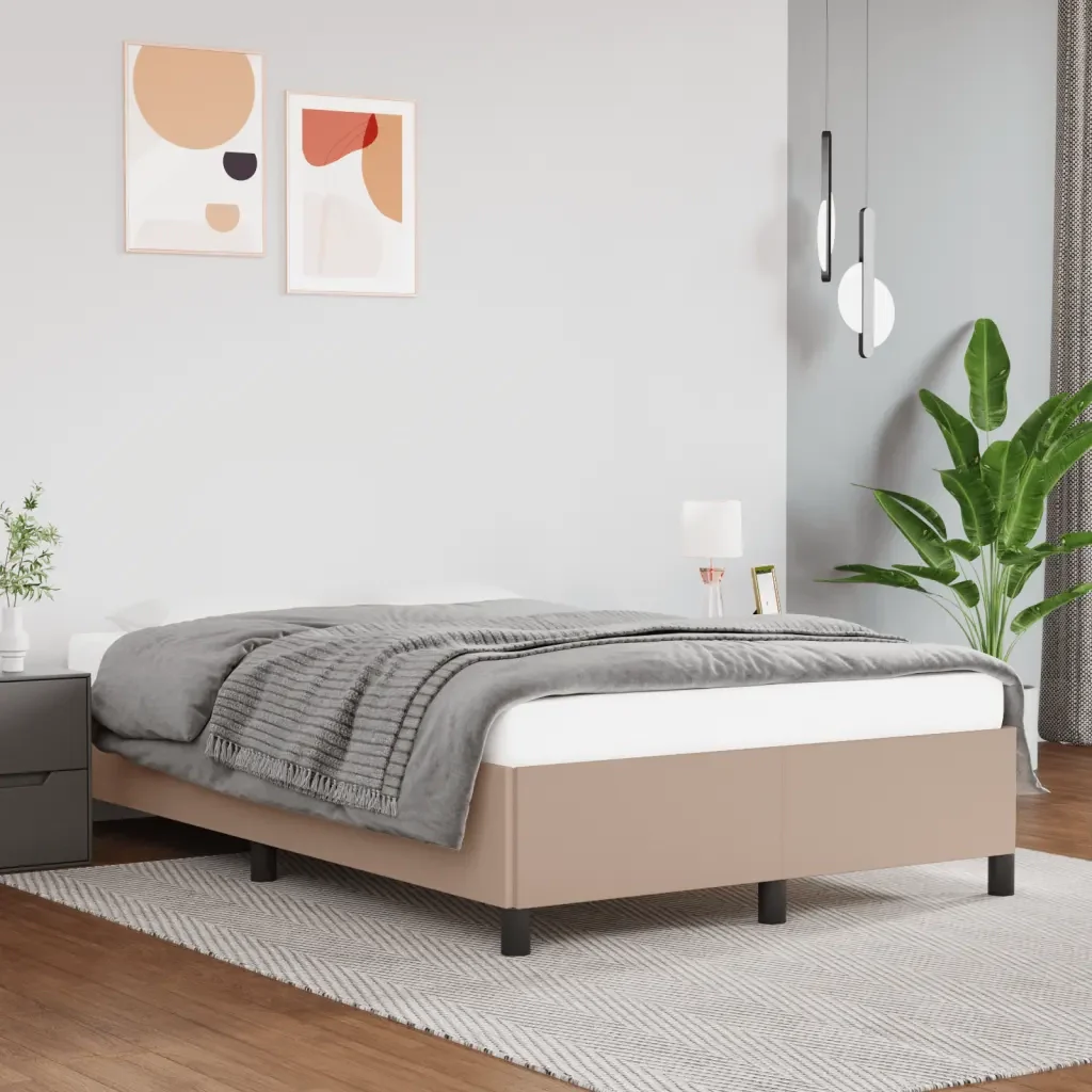 Letto matrimoniale | Letto per adulti | Giroletto senza Materasso Cappuccino 120x190 cm in Similpelle - Image 2