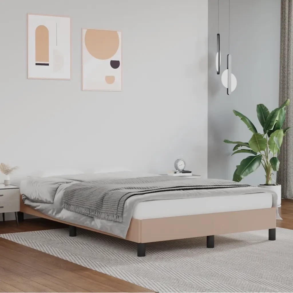 Letto matrimoniale | Letto per adulti | Giroletto senza Materasso Cappuccino 120x190 cm in Similpelle - Image 2