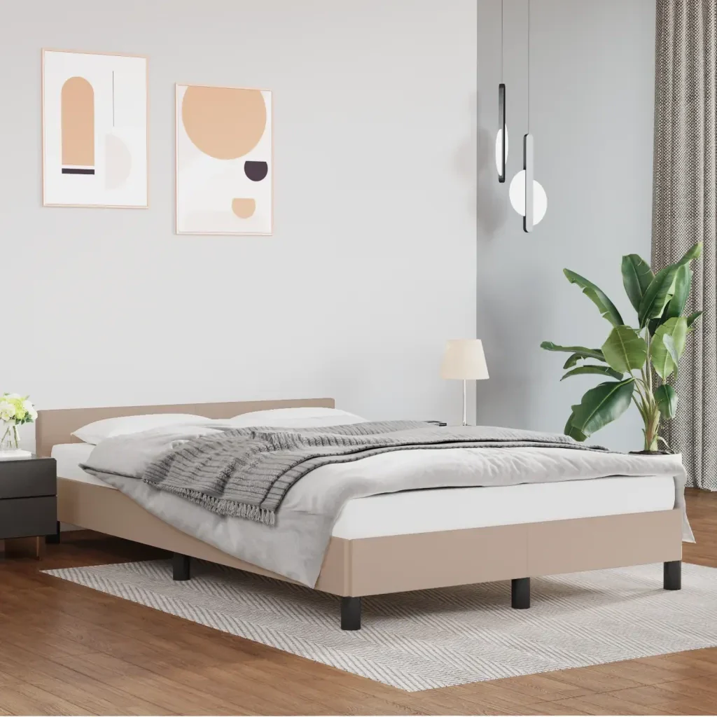 Letto matrimoniale | Letto per adulti | Giroletto senza Materasso Cappuccino 120x190 cm in Similpelle - Image 2