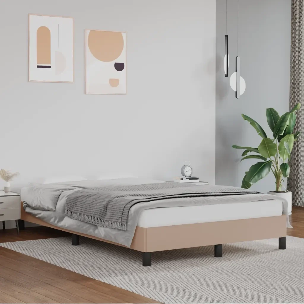 Letto matrimoniale | Letto per adulti | Giroletto senza Materasso Cappuccino 120x190 cm in Similpelle - Image 2