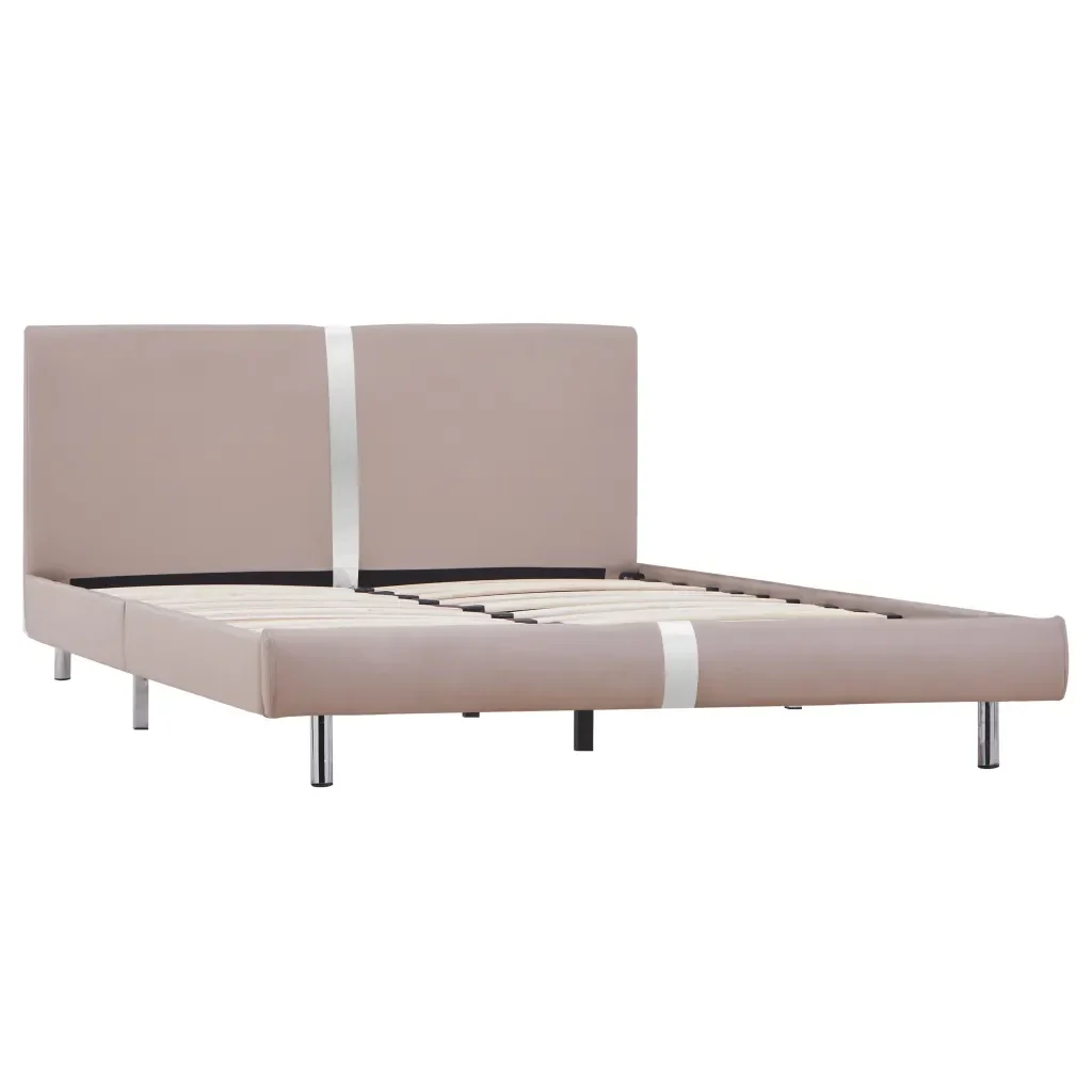 Letto matrimoniale | Letto per adulti | Giroletto senza Materasso Cappuccino in Similpelle 140x200 cm - Image 2