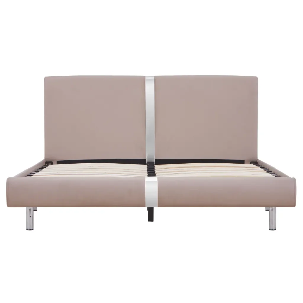 Letto matrimoniale | Letto per adulti | Giroletto senza Materasso Cappuccino in Similpelle 140x200 cm - Image 4