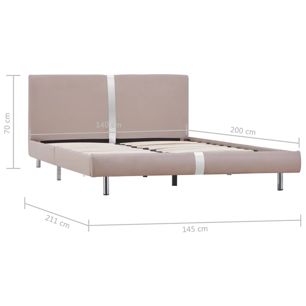 Letto matrimoniale | Letto per adulti | Giroletto senza Materasso Cappuccino in Similpelle 140x200 cm - Image 6