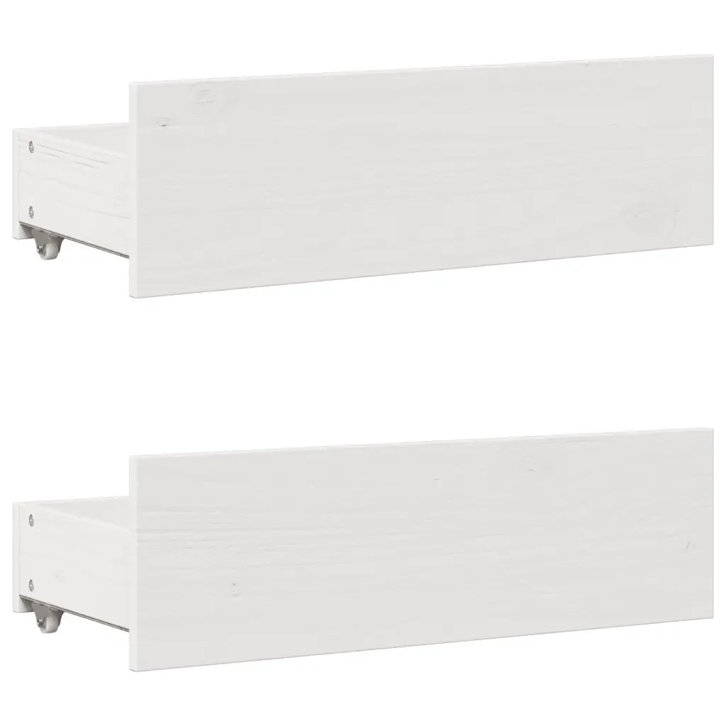 Letto matrimoniale | Letto per adulti | Giroletto senza Materasso con Cassetti Bianco 135x190 cm Pino - Image 9