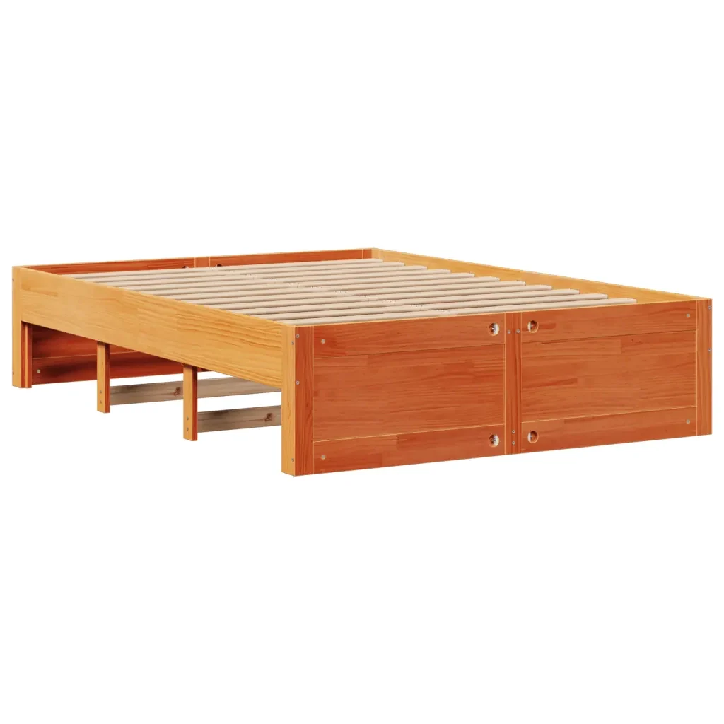 Letto matrimoniale | Letto per adulti | Giroletto senza Materasso con Cassetti Marrone Cera 140x200Pino - Image 7