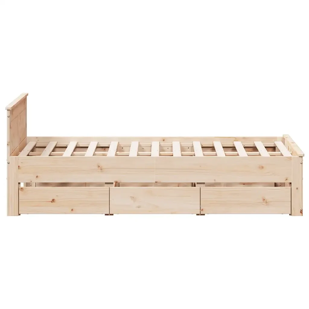 Letto matrimoniale | Letto per adulti | Giroletto senza Materasso con Testata 135x190 cm Massello Pino - Image 5