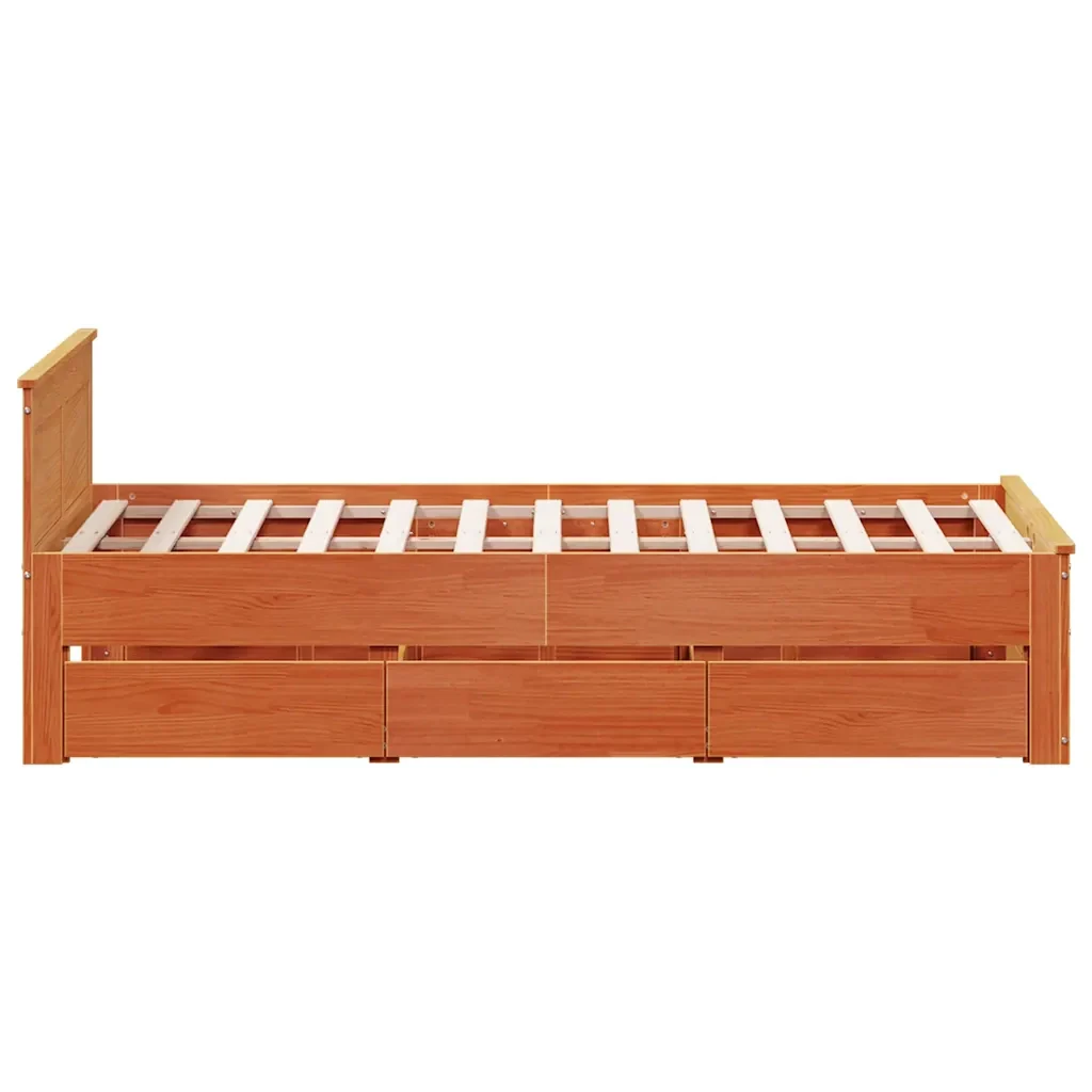 Letto matrimoniale | Letto per adulti | Giroletto senza Materasso con Testata Marrone Cera 135x190 Pino - Image 5