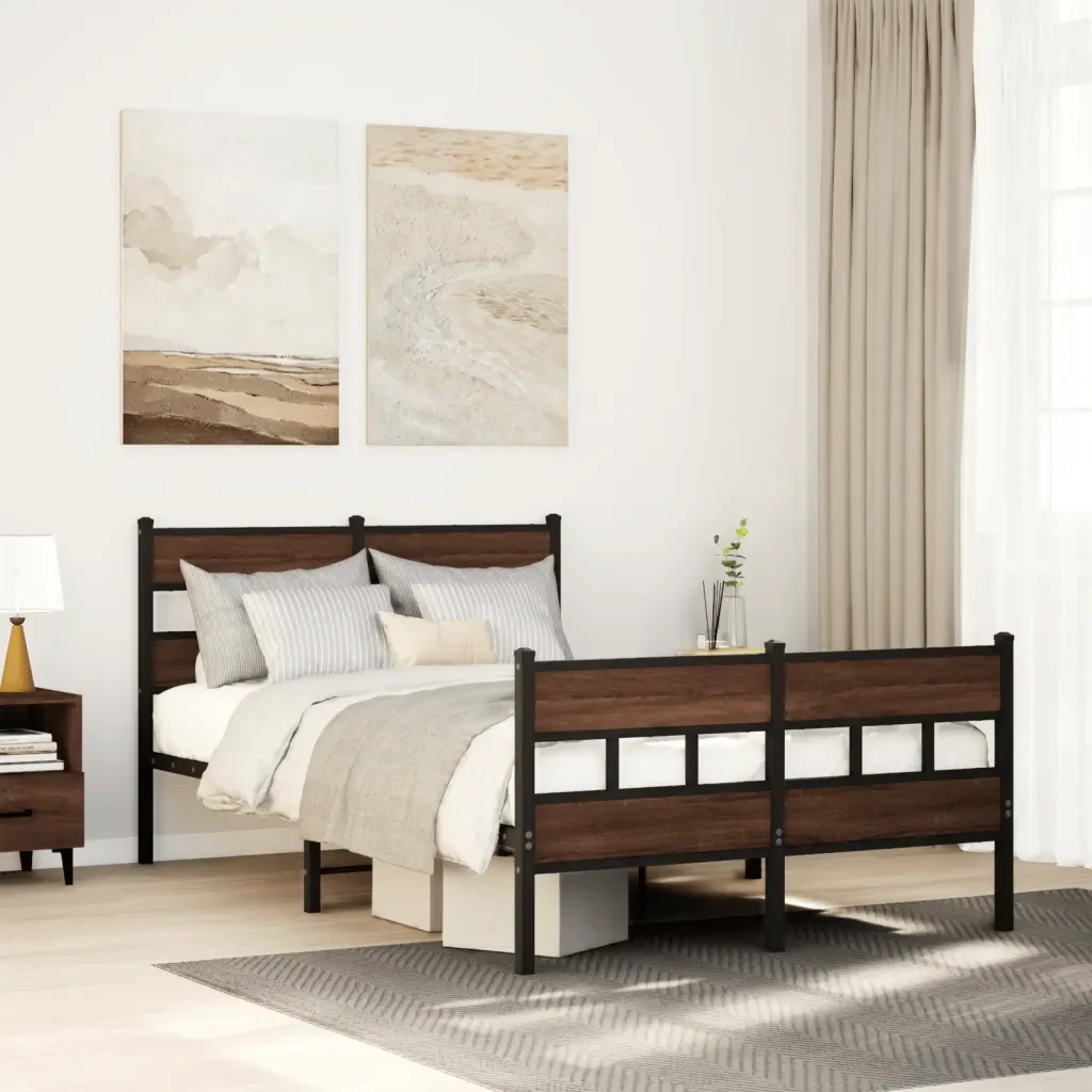 Letto matrimoniale | Letto per adulti | Giroletto senza Materasso con Testiera e Pediera 120x190 cm - Image 2