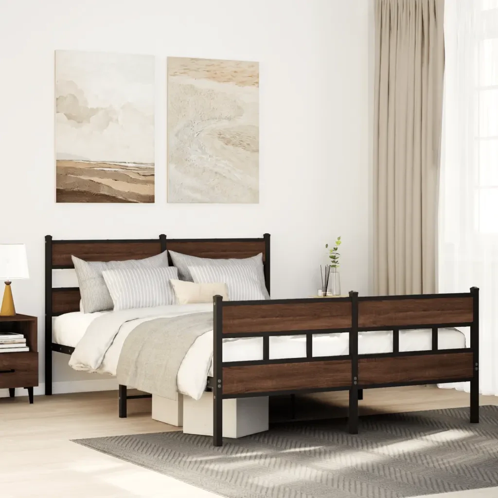 Letto matrimoniale | Letto per adulti | Giroletto senza Materasso con Testiera e Pediera 140x200 cm - Image 2