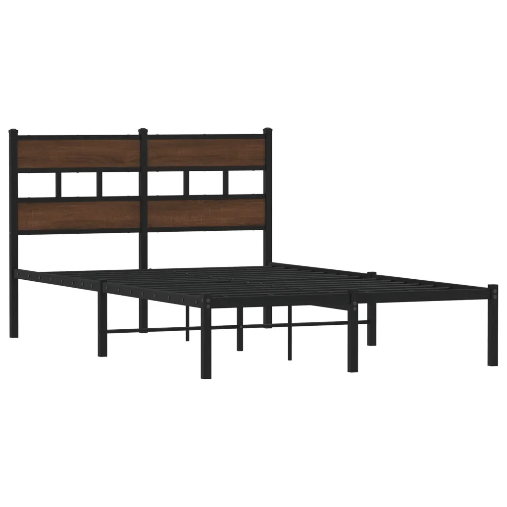 Letto matrimoniale | Letto per adulti | Giroletto senza Materasso con Testiera Rovere Marrone 120x190cm - Image 3