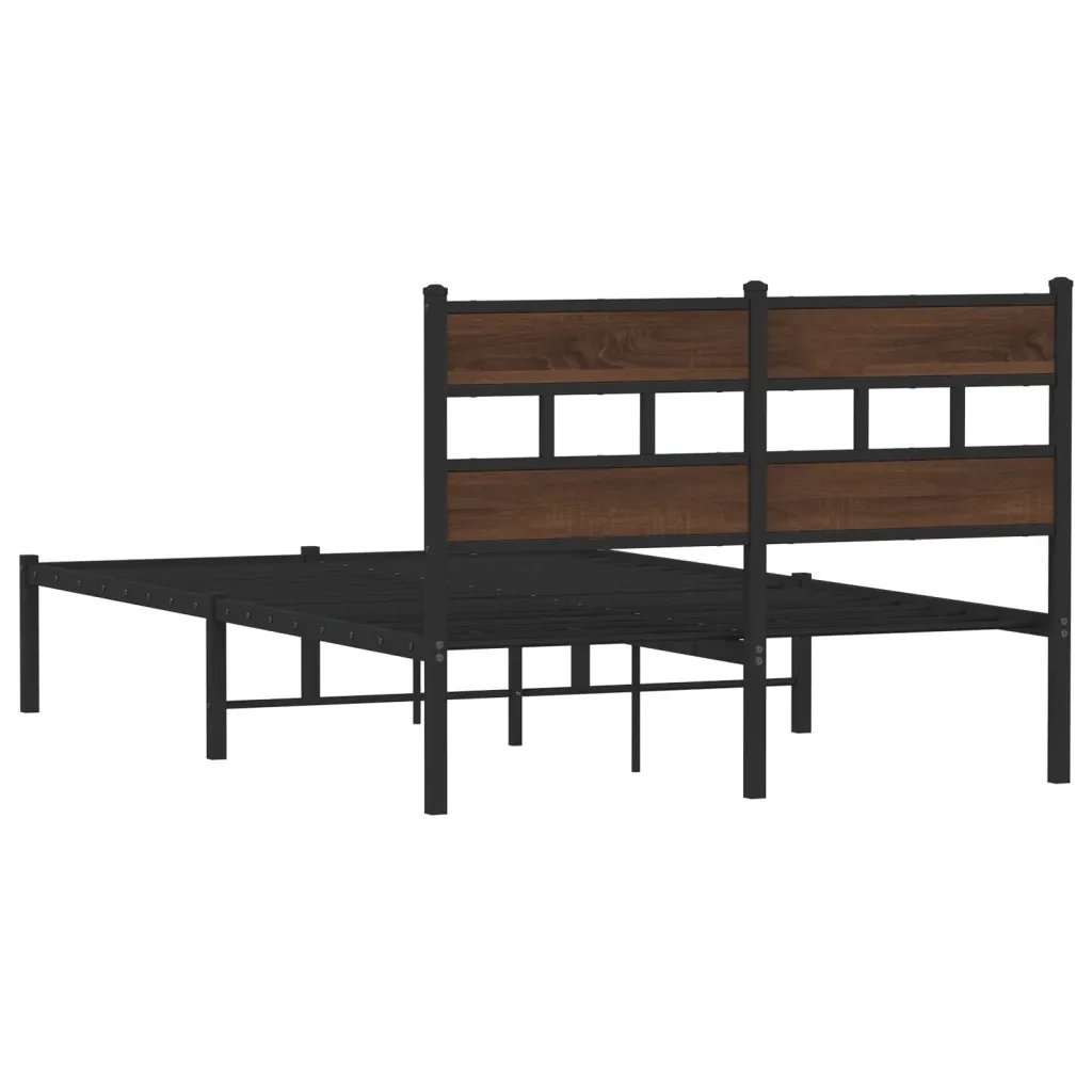 Letto matrimoniale | Letto per adulti | Giroletto senza Materasso con Testiera Rovere Marrone 120x190cm - Image 6