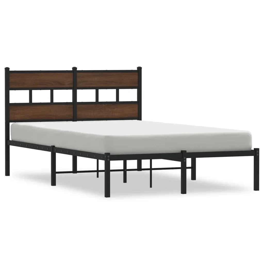 Letto matrimoniale | Letto per adulti | Giroletto senza Materasso con Testiera Rovere Marrone 120x200cm