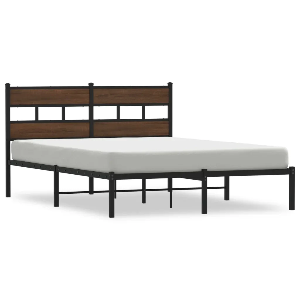 Letto matrimoniale | Letto per adulti | Giroletto senza Materasso con Testiera Rovere Marrone 160x200cm