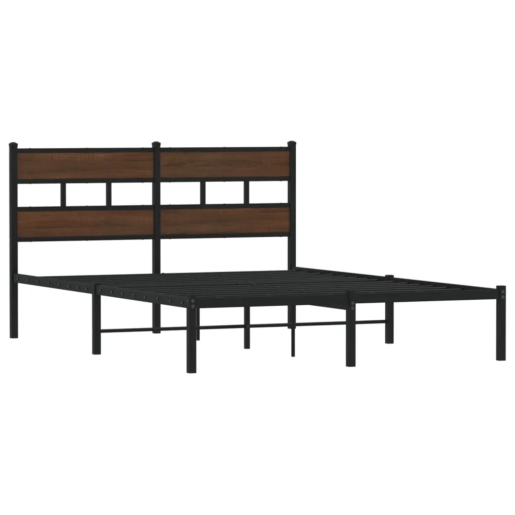 Letto matrimoniale | Letto per adulti | Giroletto senza Materasso con Testiera Rovere Marrone 160x200cm - Image 4