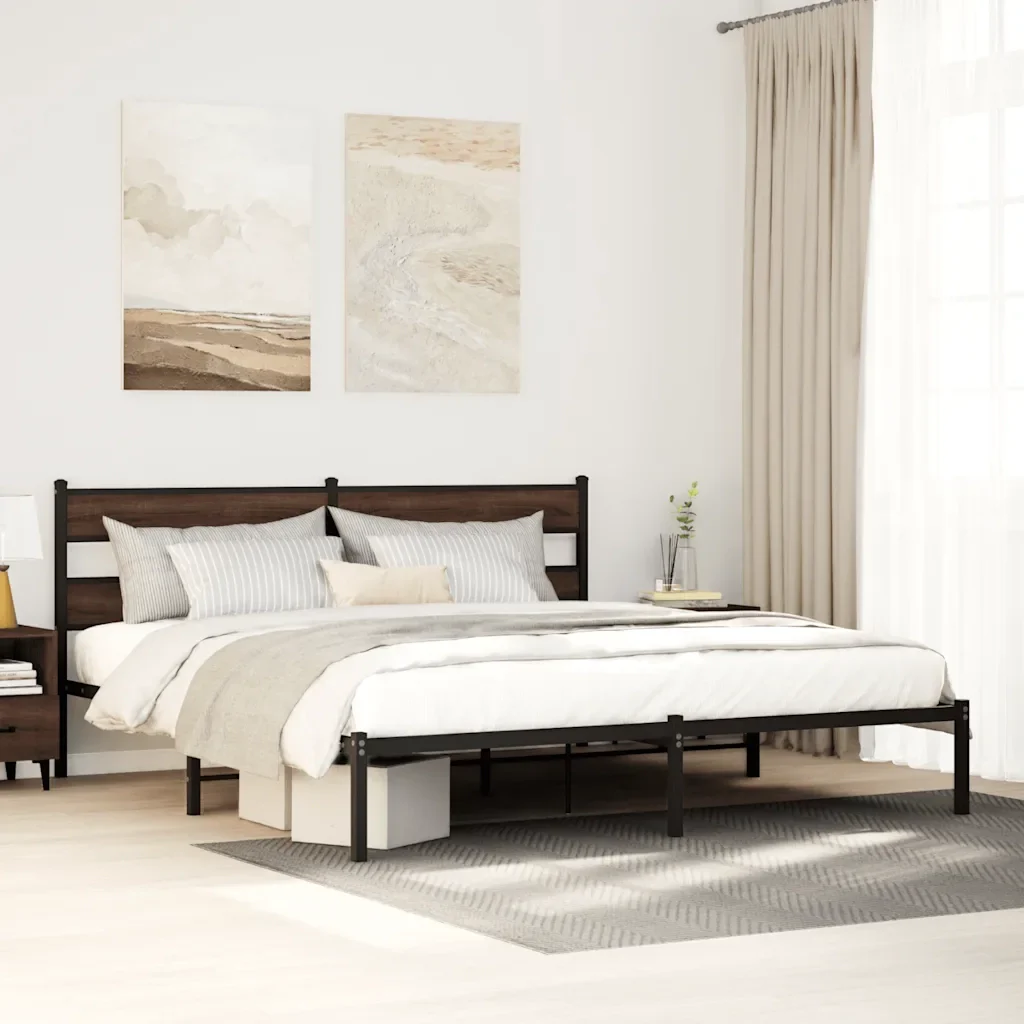 Letto matrimoniale | Letto per adulti | Giroletto senza Materasso con Testiera Rovere Marrone 190x200cm - Image 2