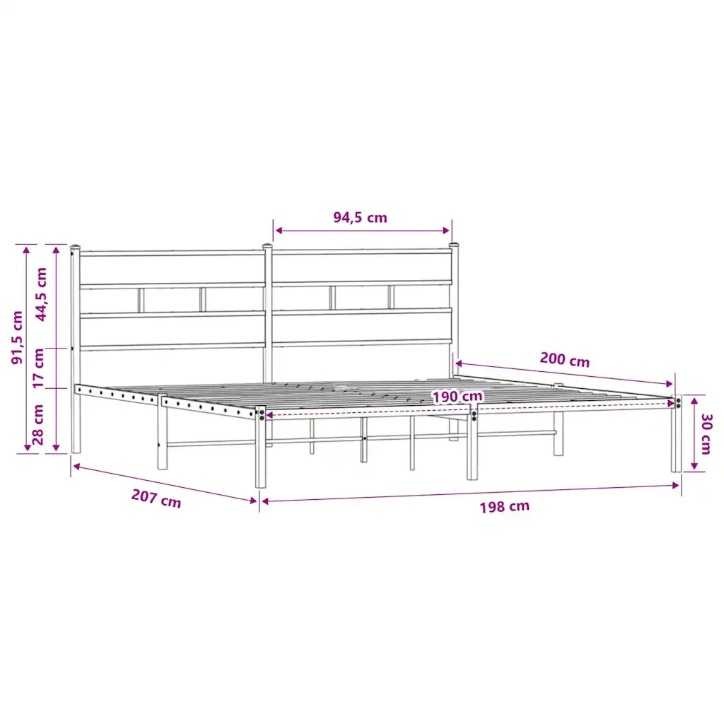 Letto matrimoniale | Letto per adulti | Giroletto senza Materasso con Testiera Rovere Marrone 190x200cm - Image 9