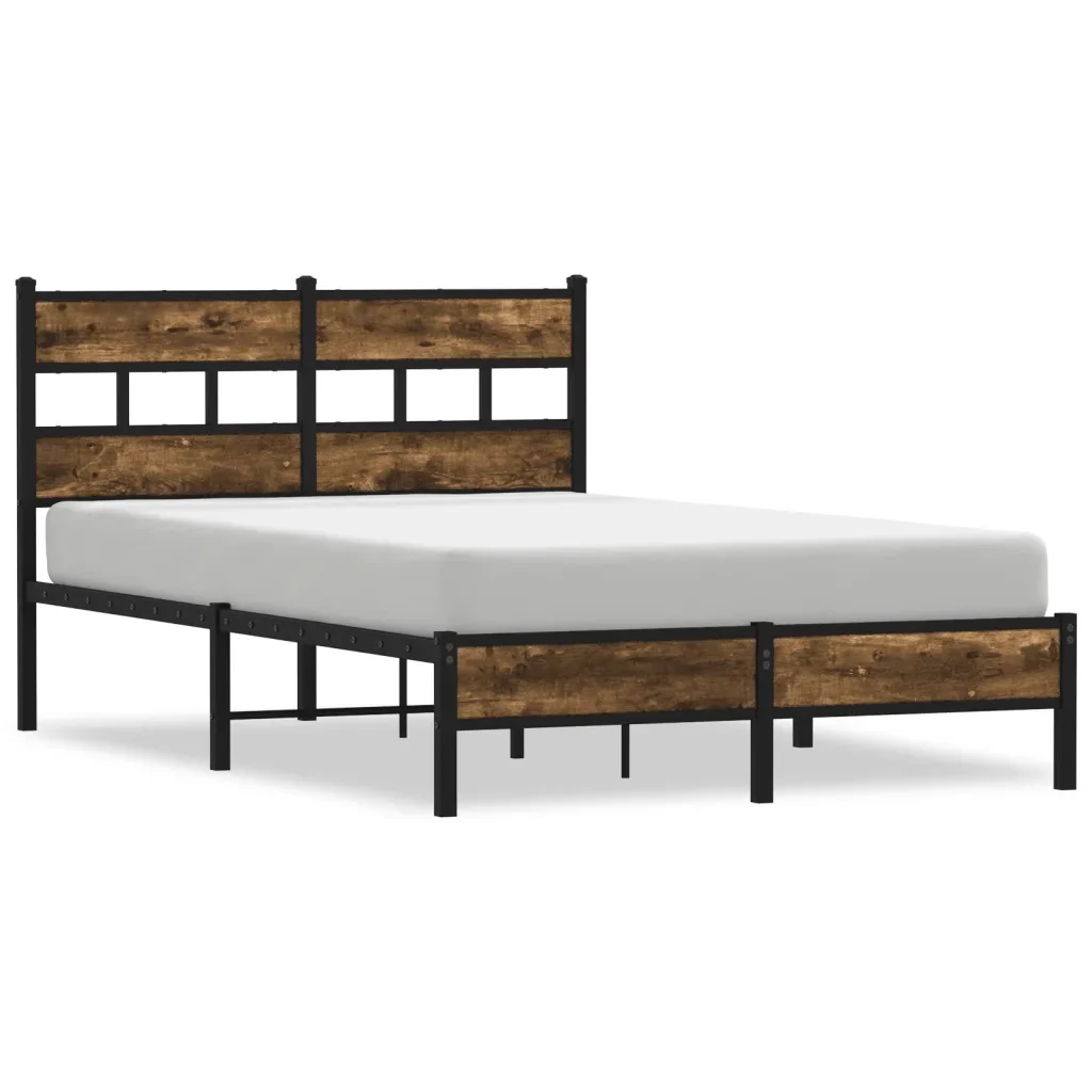 Letto matrimoniale | Letto per adulti | Giroletto senza Materasso con Testiera Rovere Sonoma 120x200 cm