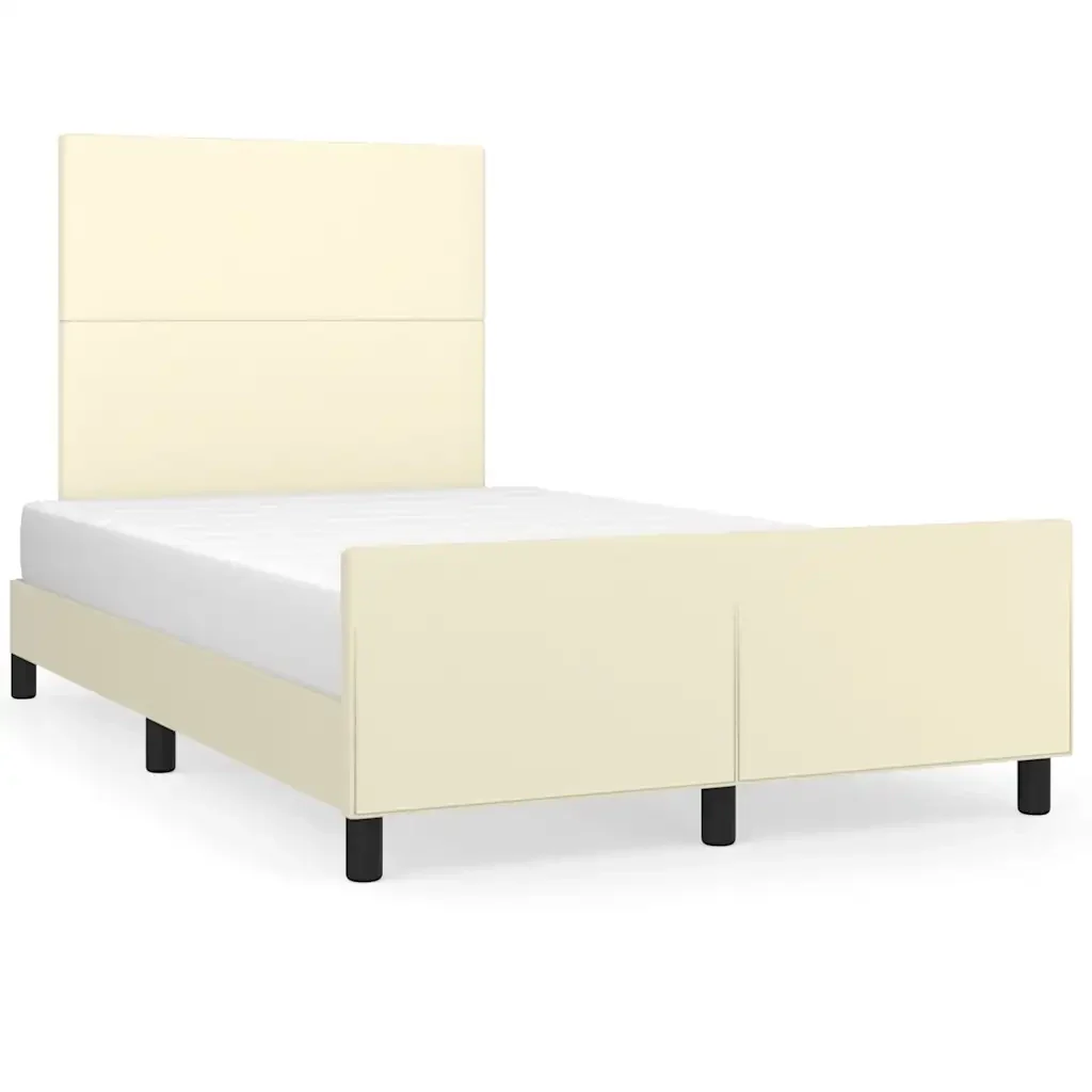 Letto matrimoniale | Letto per adulti | Giroletto senza Materasso Crema 120x190 cm Similpelle