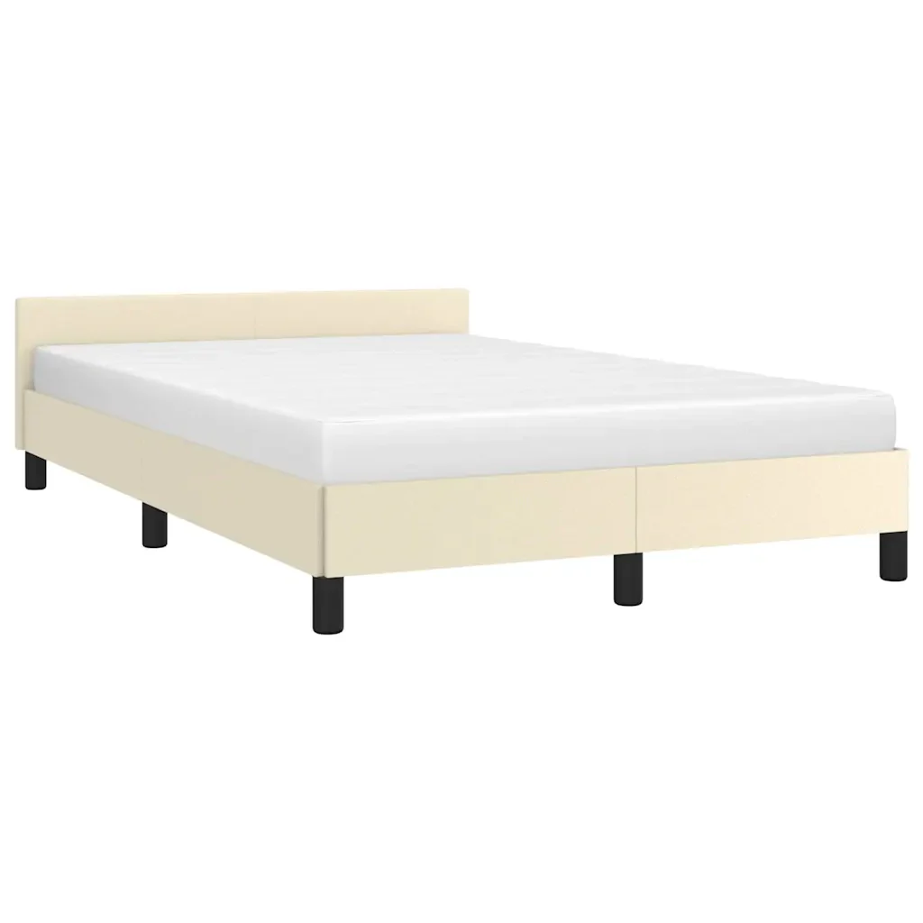 Letto matrimoniale | Letto per adulti | Giroletto senza Materasso Crema 120x190 cm Similpelle - Image 2