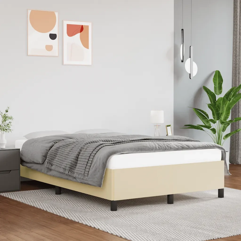 Letto matrimoniale | Letto per adulti | Giroletto senza Materasso Crema 120x190 cm Similpelle - Image 2
