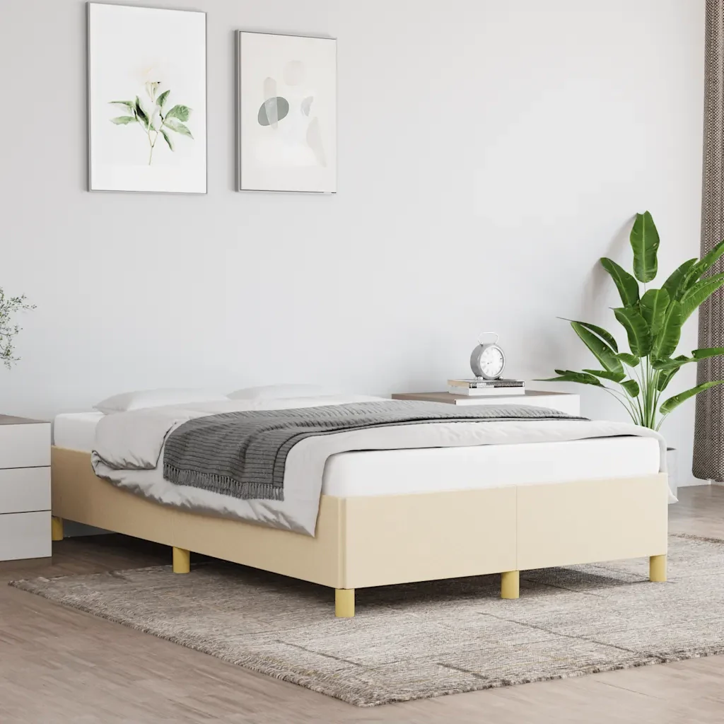 Letto matrimoniale | Letto per adulti | Giroletto senza Materasso Crema 120x190cm in Tessuto - Image 2