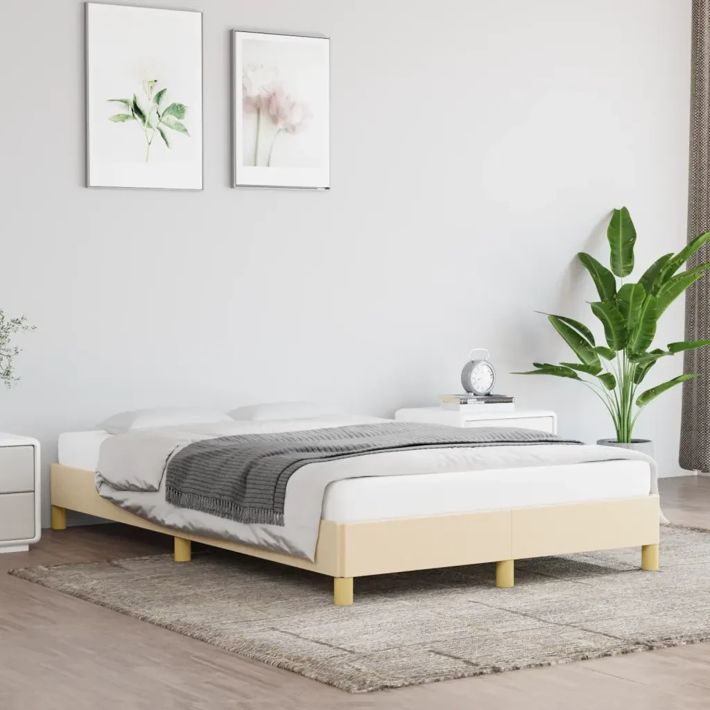Letto matrimoniale | Letto per adulti | Giroletto senza Materasso Crema 120x190cm in Tessuto - Image 2