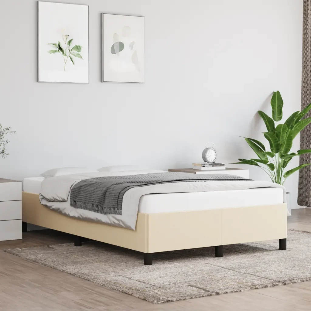 Letto matrimoniale | Letto per adulti | Giroletto senza Materasso Crema 120x190cm in Tessuto - Image 2