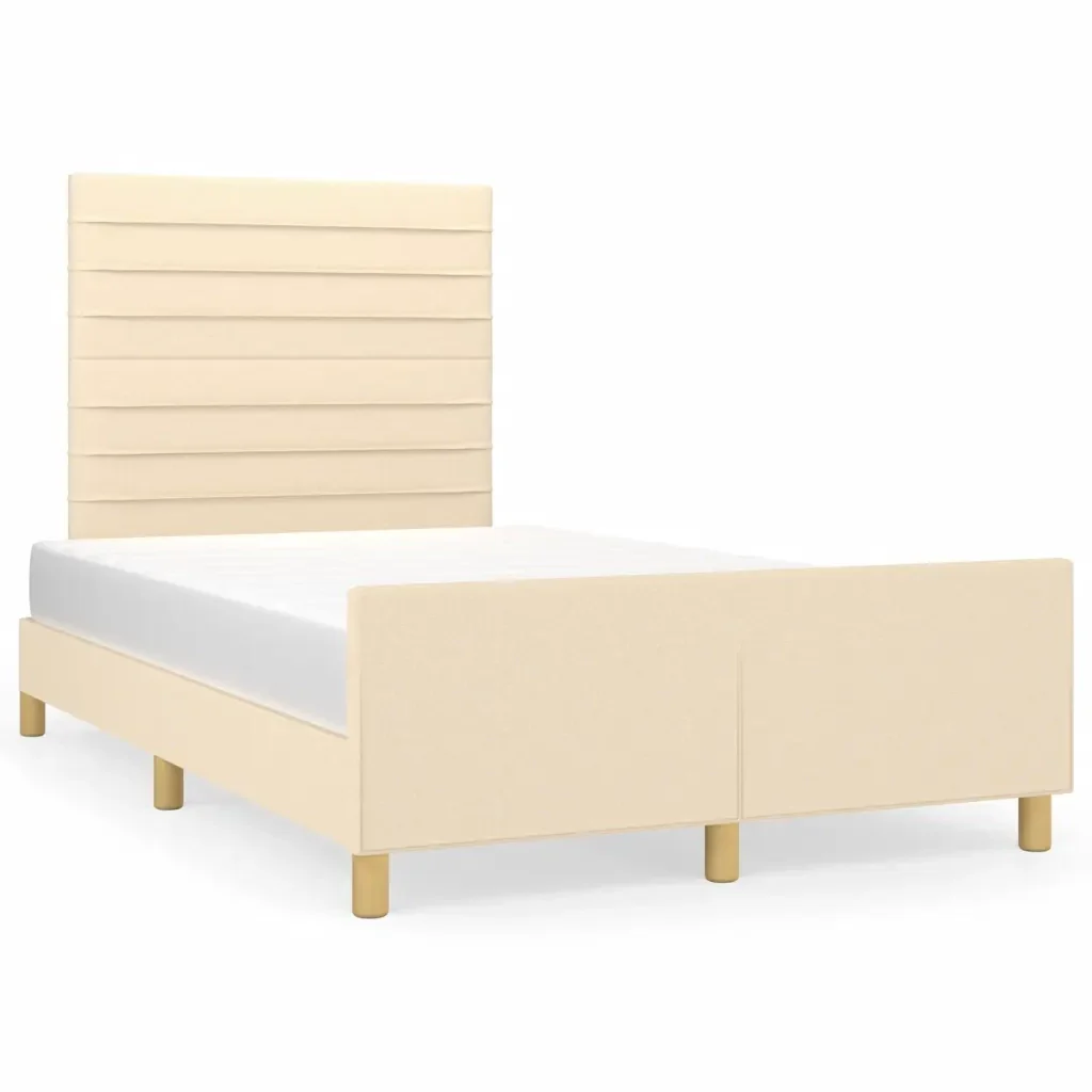 Letto matrimoniale | Letto per adulti | Giroletto senza Materasso Crema 120x190cm in Tessuto