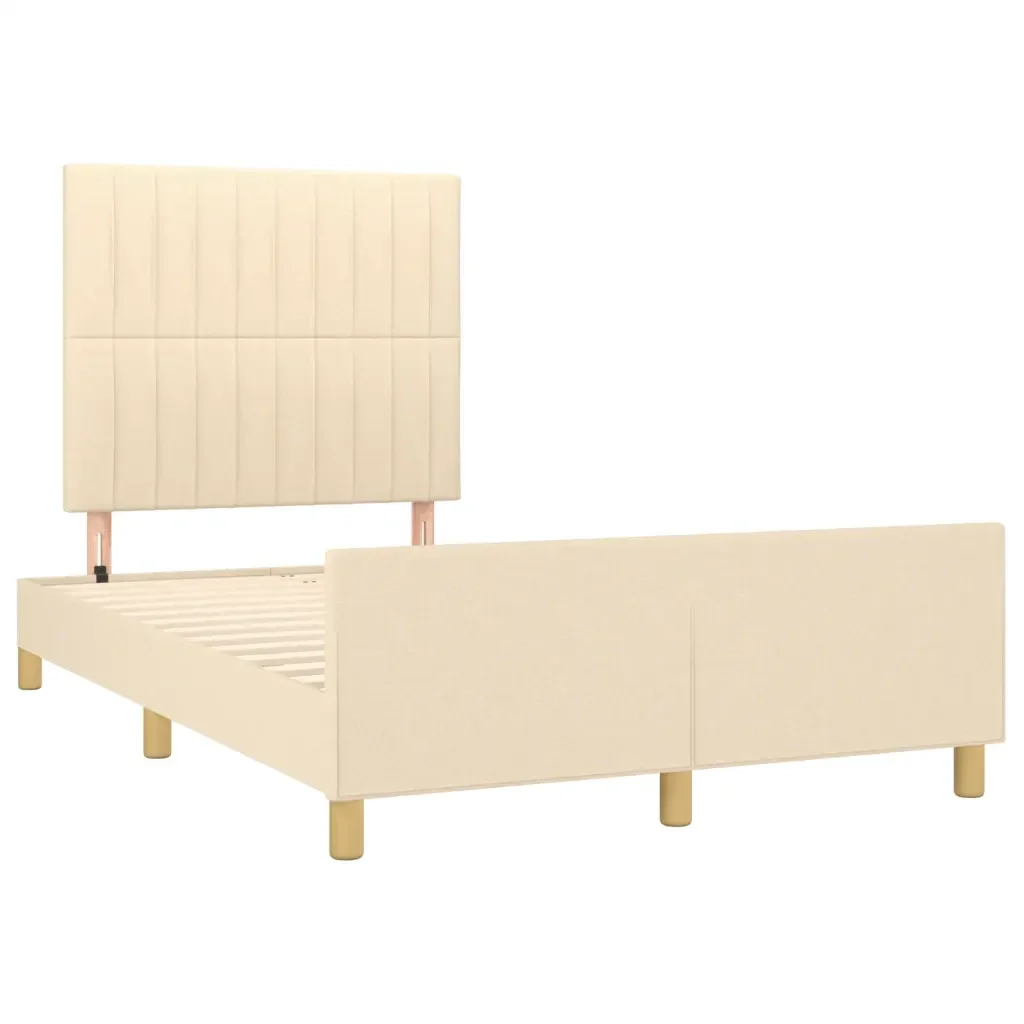 Letto matrimoniale | Letto per adulti | Giroletto senza Materasso Crema 120x190cm in Tessuto - Image 4