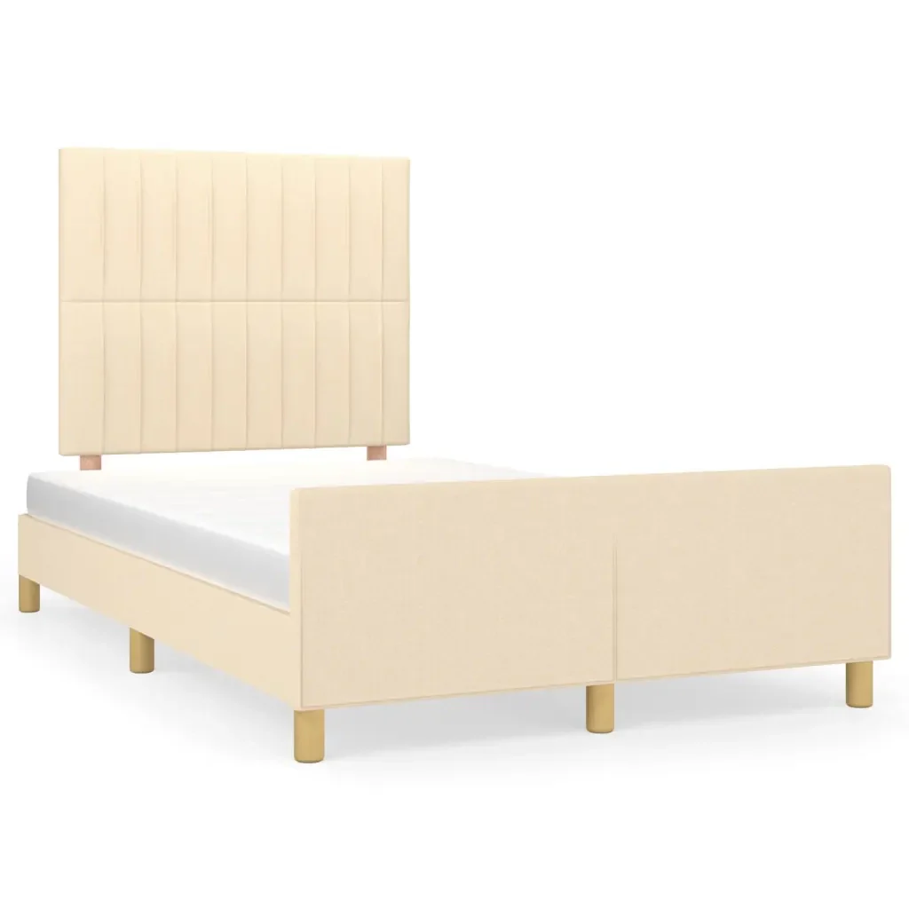 Letto matrimoniale | Letto per adulti | Giroletto senza Materasso Crema 120x200 cm Tessuto