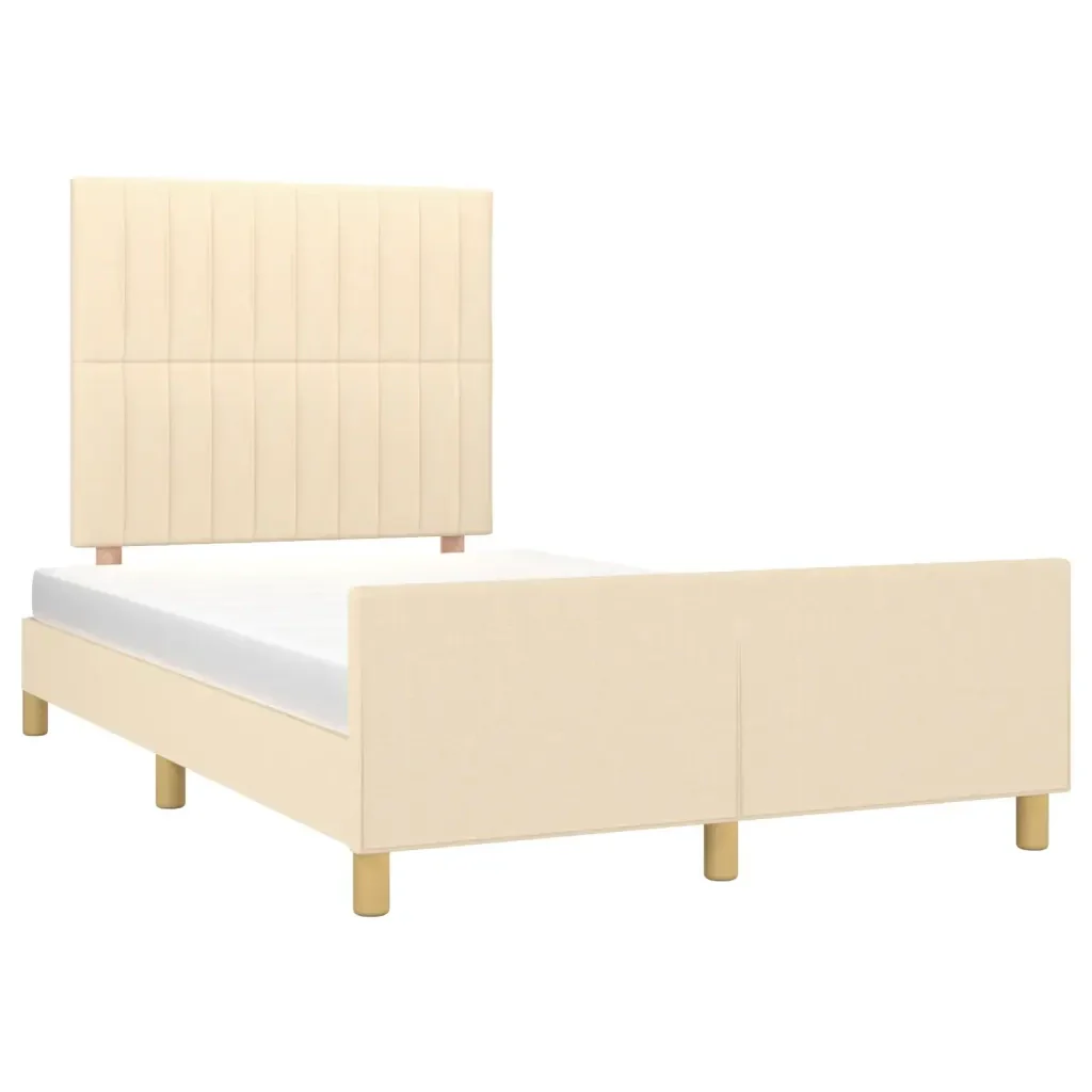 Letto matrimoniale | Letto per adulti | Giroletto senza Materasso Crema 120x200 cm Tessuto - Image 3