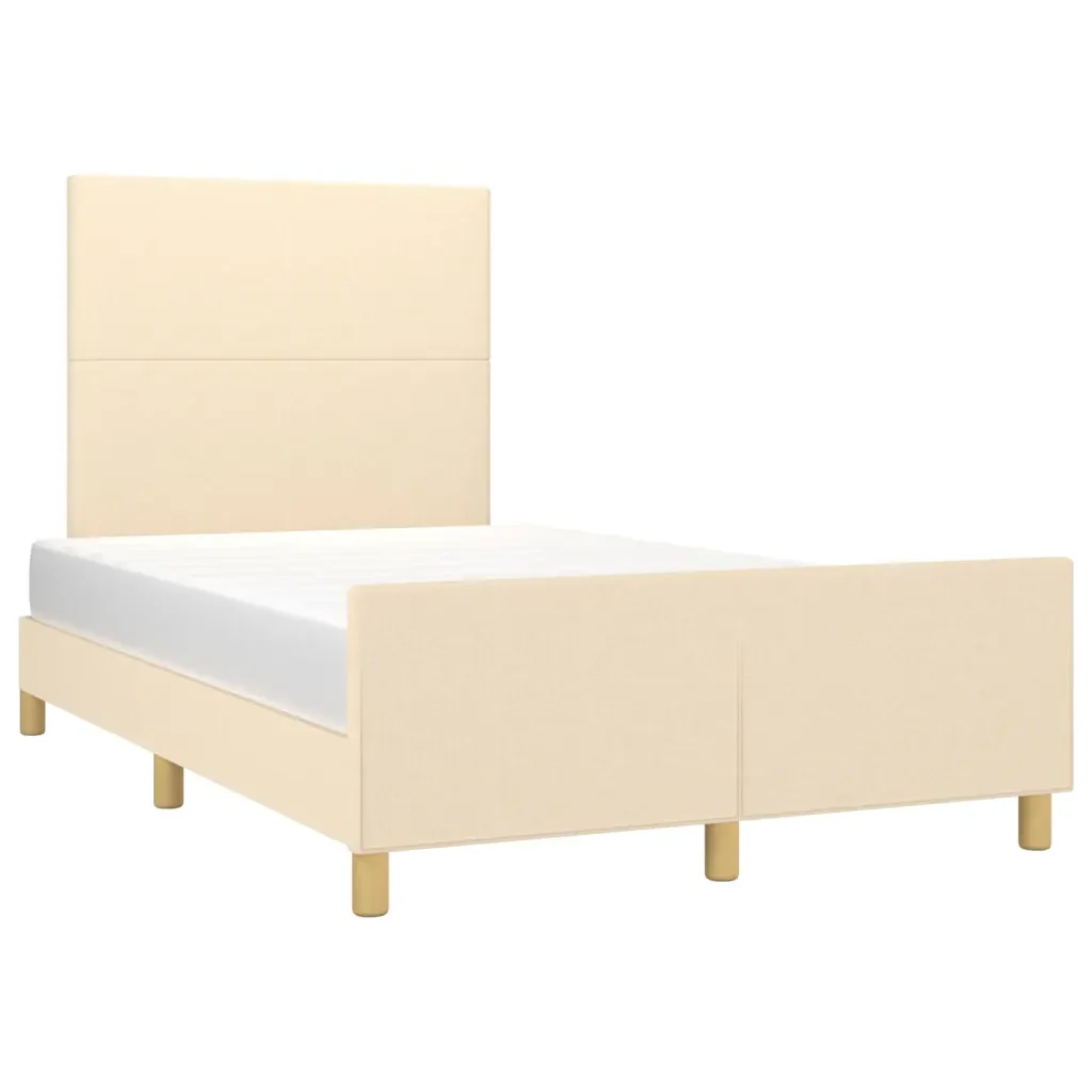 Letto matrimoniale | Letto per adulti | Giroletto senza Materasso Crema 120x200 cm Tessuto - Image 3