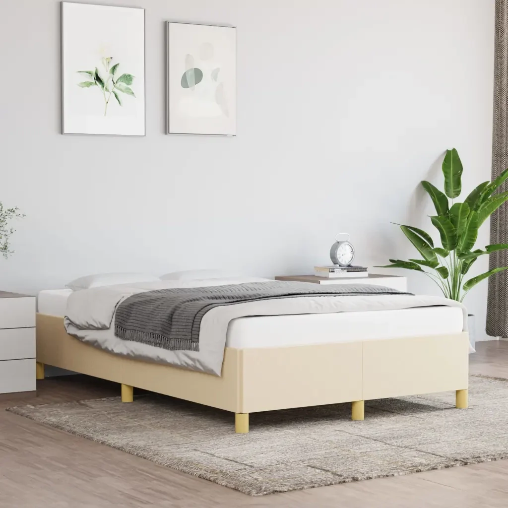 Letto matrimoniale | Letto per adulti | Giroletto senza Materasso Crema 120x200 cm Tessuto - Image 2
