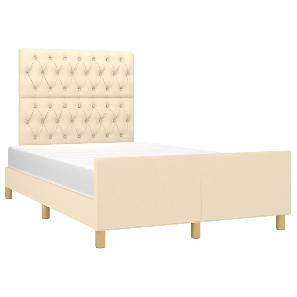 Letto matrimoniale | Letto per adulti | Giroletto senza Materasso Crema 120x200 cm Tessuto - Image 3