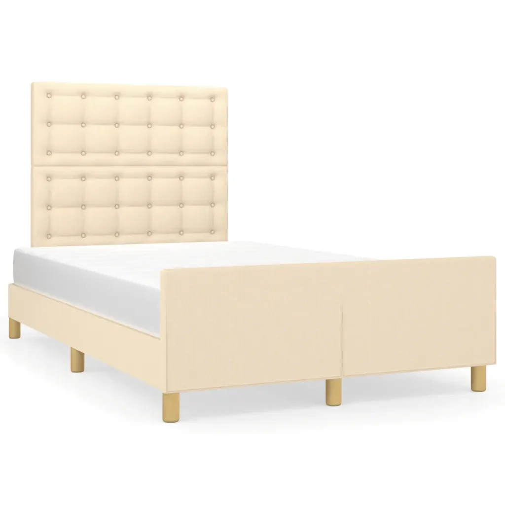 Letto matrimoniale | Letto per adulti | Giroletto senza Materasso Crema 120x200 cm Tessuto
