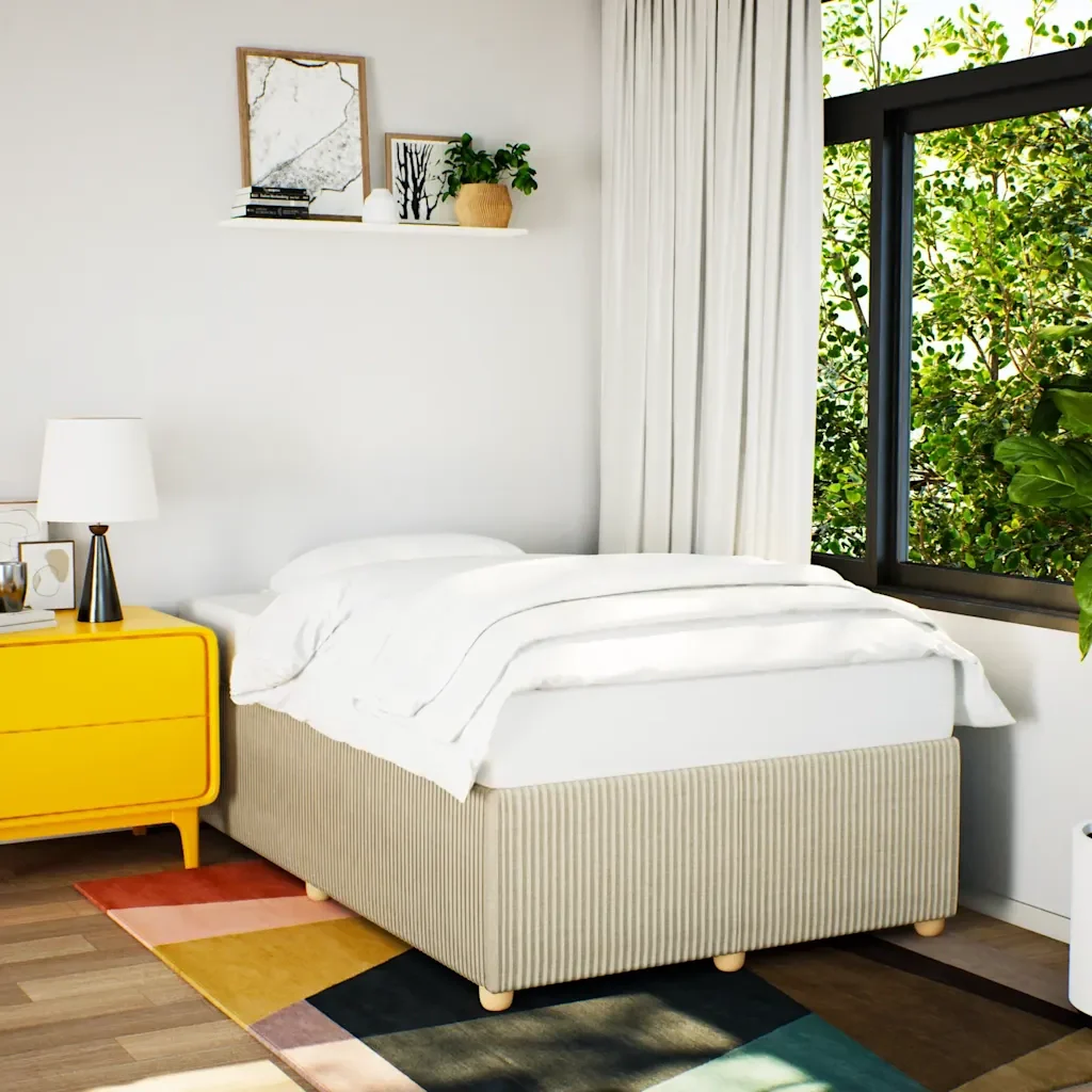 Letto matrimoniale | Letto per adulti | Giroletto senza Materasso Crema 120x200 cm Tessuto - Image 2