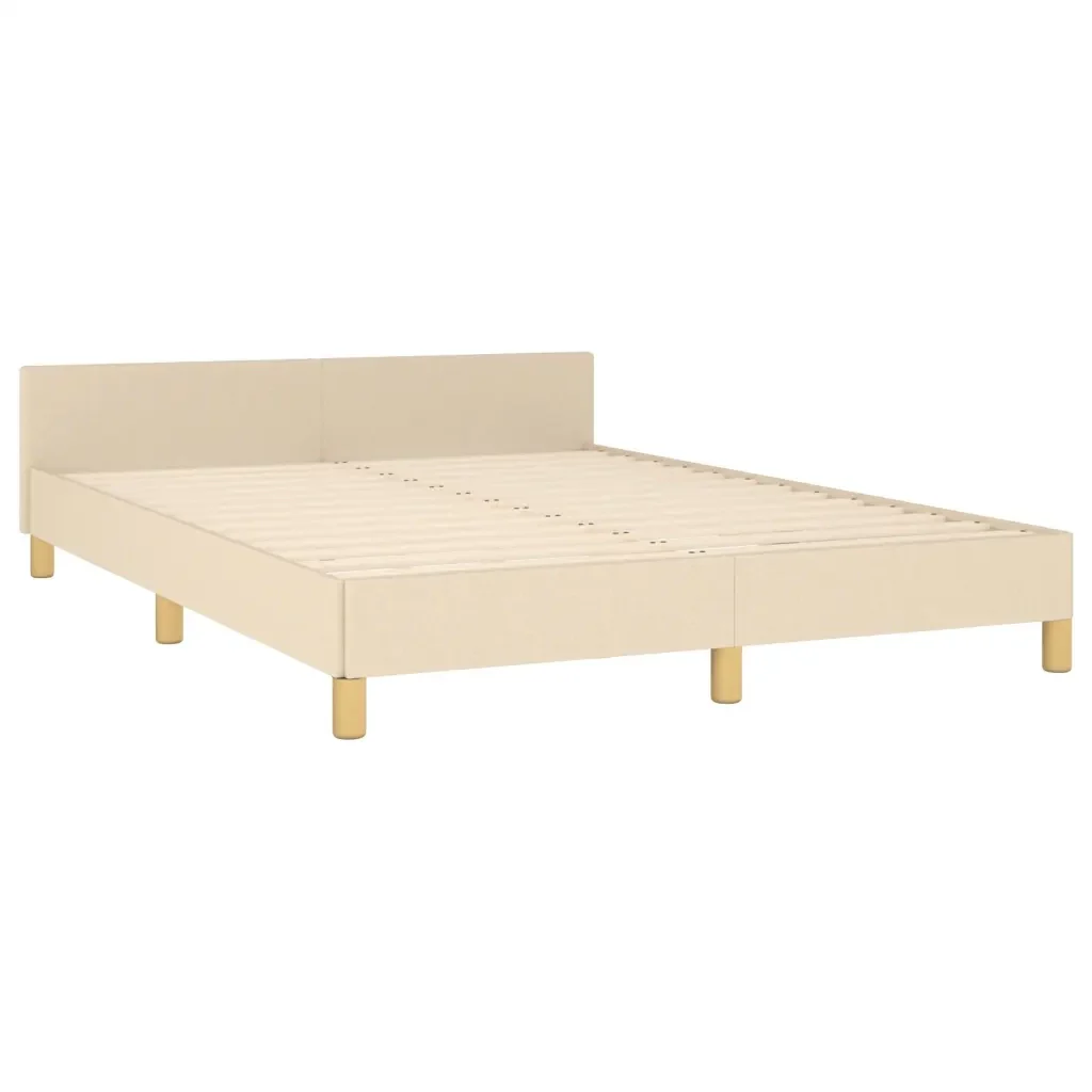 Letto matrimoniale | Letto per adulti | Giroletto senza Materasso Crema 140x190 cm in Tessuto - Image 5
