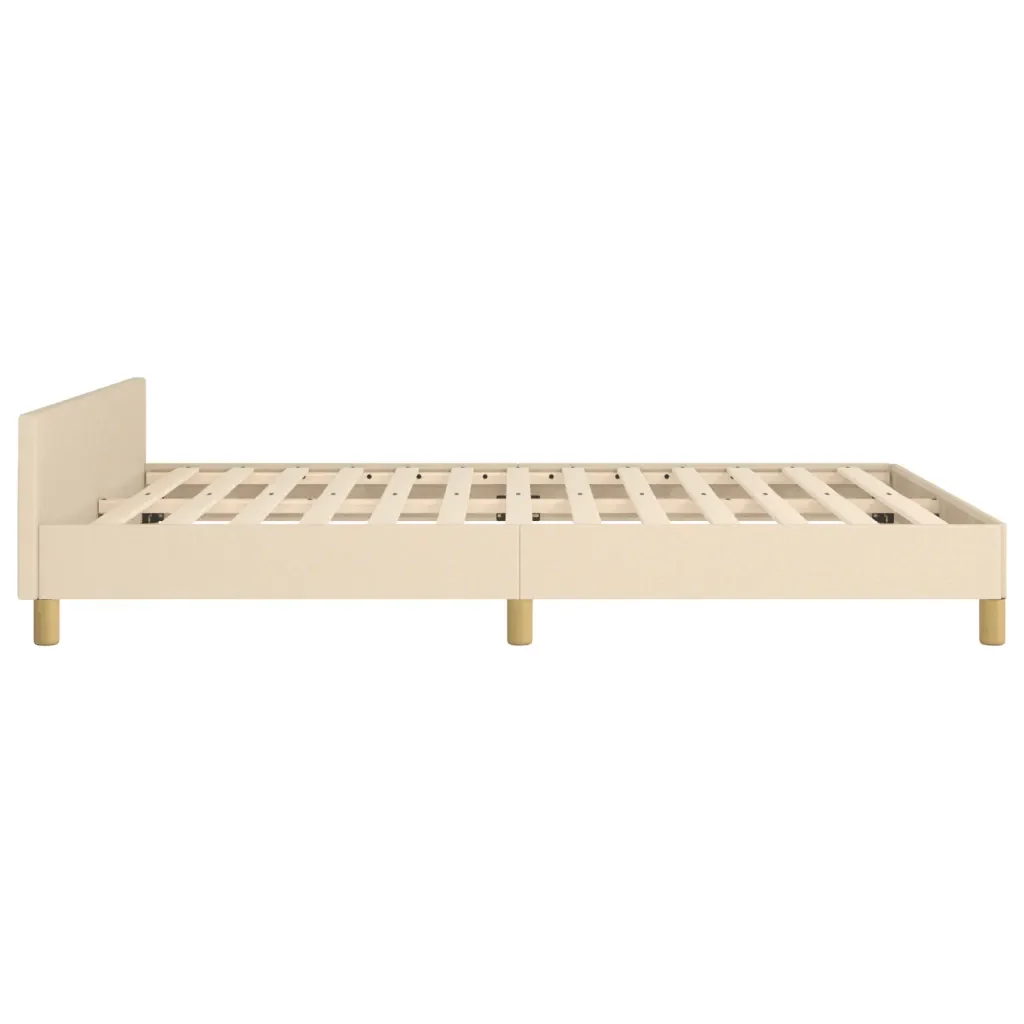 Letto matrimoniale | Letto per adulti | Giroletto senza Materasso Crema 140x190 cm in Tessuto - Image 7