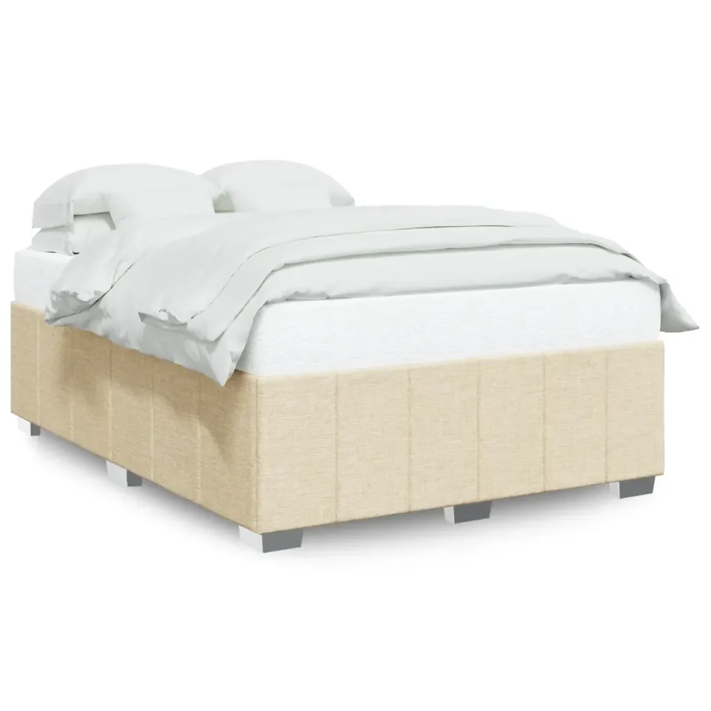 Letto matrimoniale | Letto per adulti | Giroletto senza Materasso Crema 140x190 cm in Tessuto