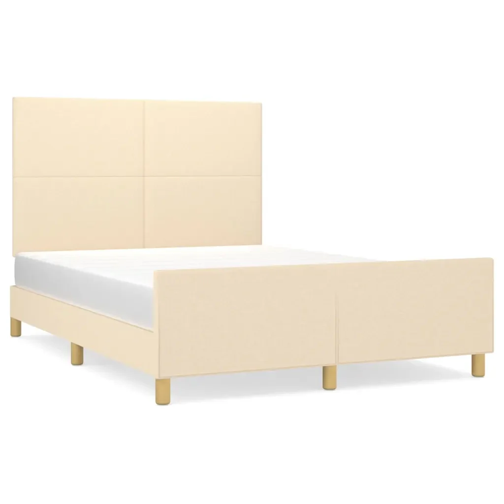 Letto matrimoniale | Letto per adulti | Giroletto senza Materasso Crema 140x200 cm in Tessuto