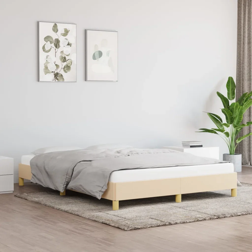 Letto matrimoniale | Letto per adulti | Giroletto senza Materasso Crema 140x200 cm in Tessuto - Image 2