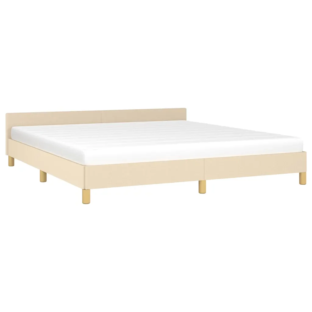 Letto matrimoniale | Letto per adulti | Giroletto senza Materasso Crema 160x200 cm in Tessuto - Image 4