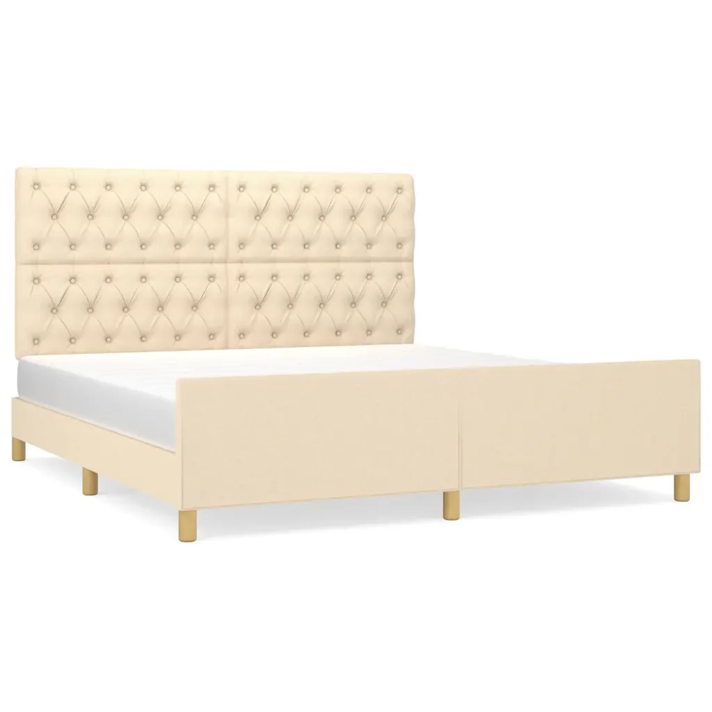 Letto matrimoniale | Letto per adulti | Giroletto senza Materasso Crema 160x200 cm in Tessuto