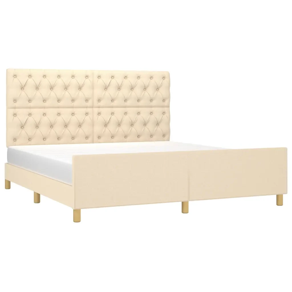 Letto matrimoniale | Letto per adulti | Giroletto senza Materasso Crema 160x200 cm in Tessuto - Image 3